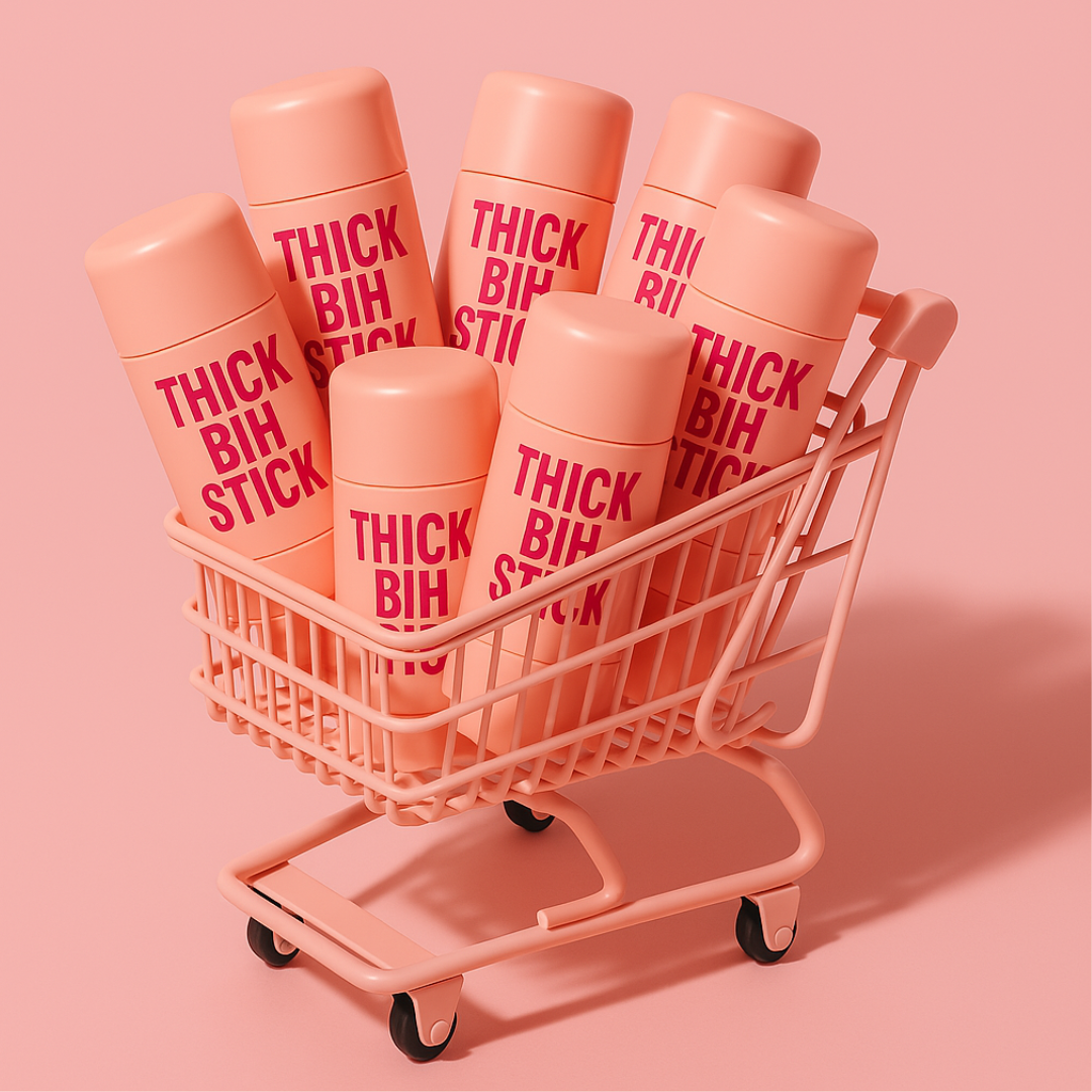 Thick Bih Stick sticks in a mini pink shopping cart